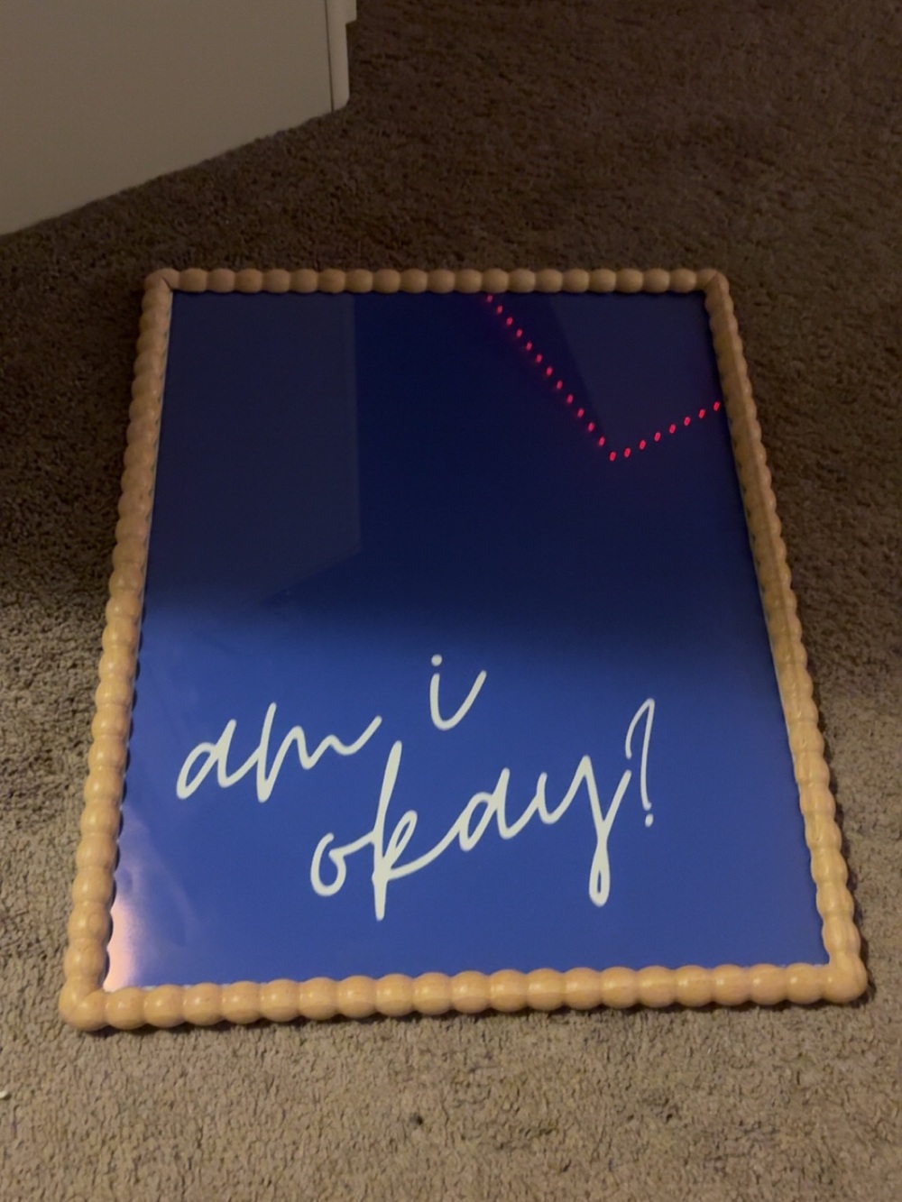 Blue "am I okay?" Decorative Wall Sign with Beaded Frame